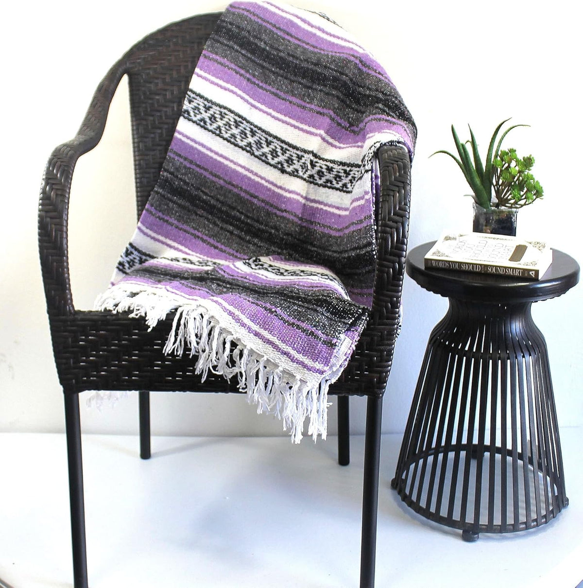 Del Mex Classic Mexican Blanket, Large Authentic Woven Falsa Throw (70"x50"), Artisan Southwest