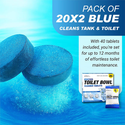 Automatic Toilet Bowl Cleaner Tablets – 40 Tabs - Blue Gel Toilet Tank Cleaner, Hard Water Ring