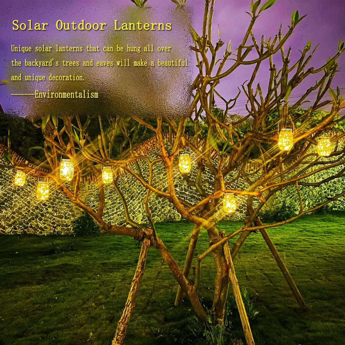 Cooo 9 Pack Solar Lanterns Outdoor Waterproof Upgraded Crystal Glass Solar Mason Jar Lights 30 LED