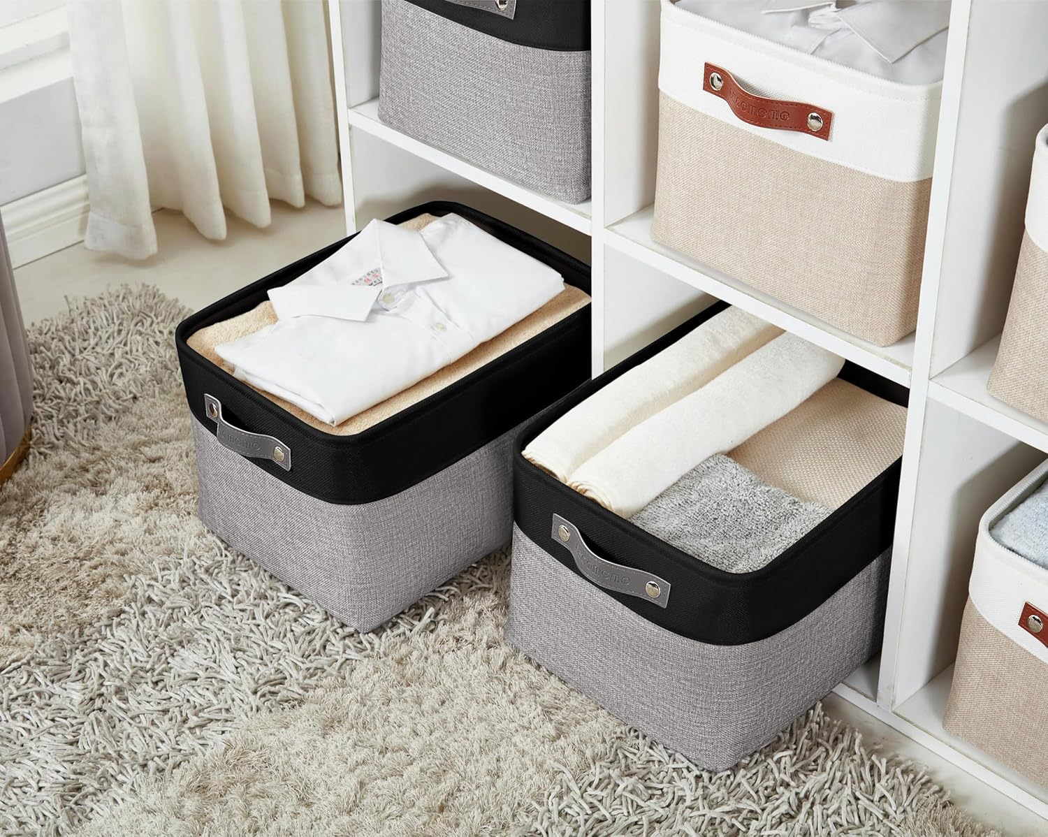 DECOMOMO Storage Baskets for Shelves - Fabric Closet Organizers and Storage Bins, Perfect Baskets