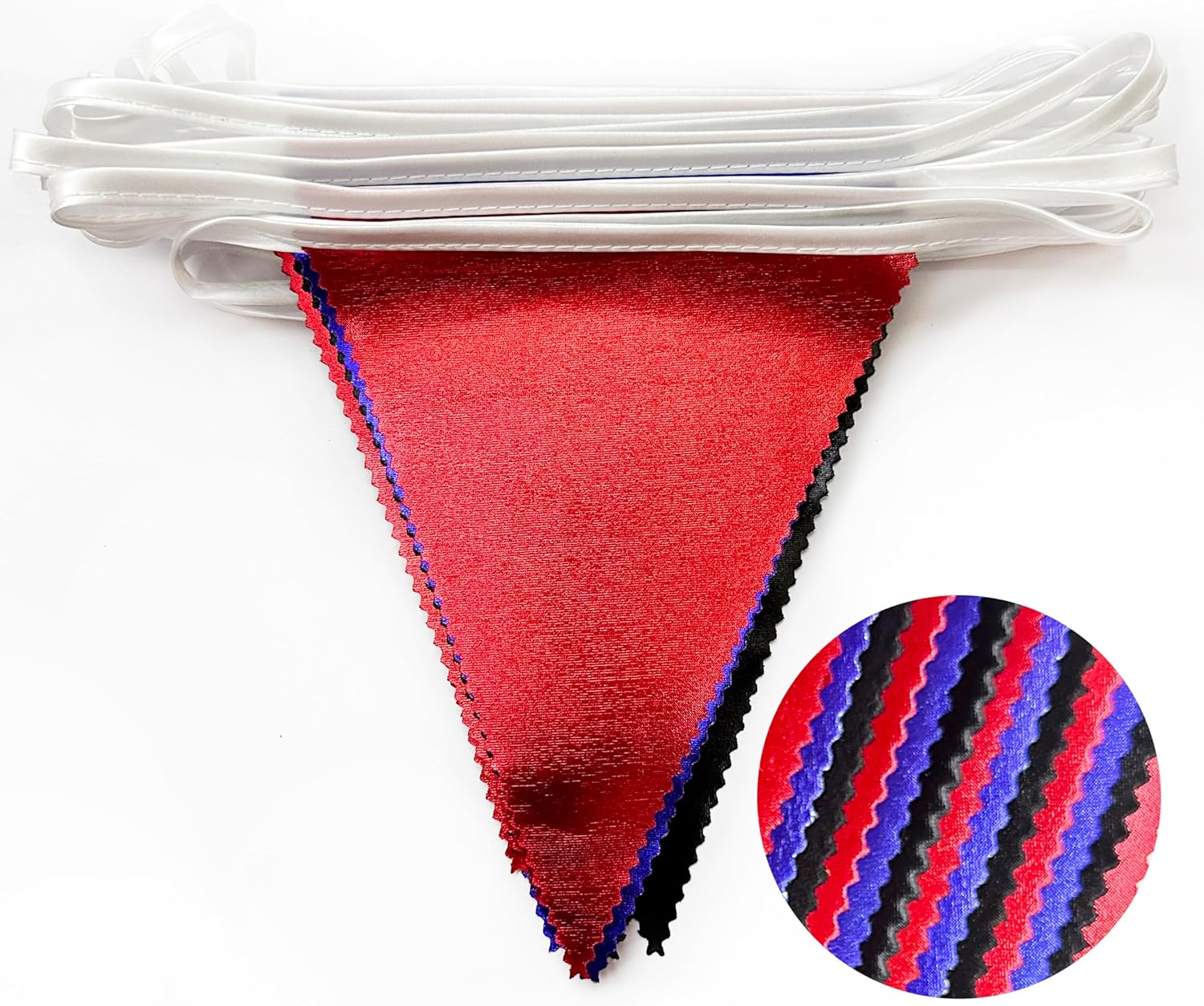 Navy Blue Red Black Party Decorations Metallic Fabric Triangle Pennant Banner Flag Bunting Garland