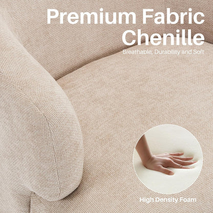 Swivel Accent Chair, Chenille Barrel Chair for Living Room, Cozy Round Boucle Arm Chair, Metal Base