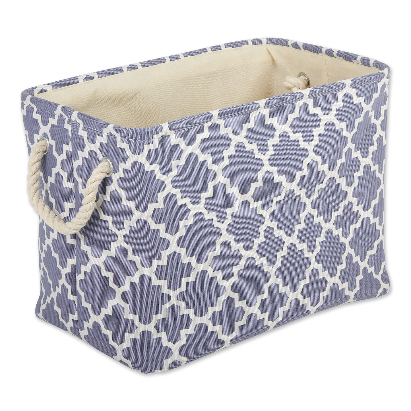 DII Polyester Container with Handles, Lattice Storage Bin, Medium, Stonewash Blue