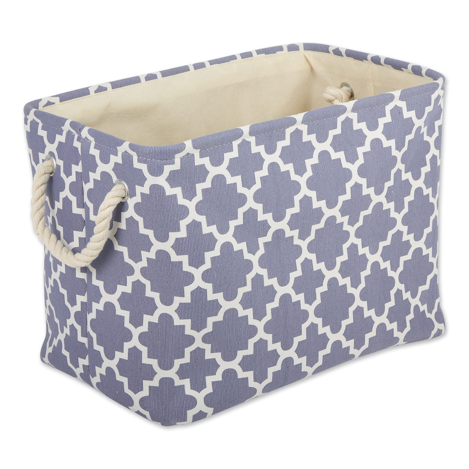 DII Polyester Container with Handles, Lattice Storage Bin, Medium, Stonewash Blue