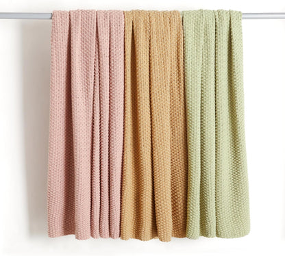 Amazon Basics Chunky Cable Knit Throw Blanket for Couch, Sofa, Bed, Lightweight Soft Cozy, Sage