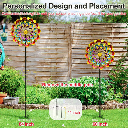 Garden Wind Spinners Outdoor Large Metal, 84'' Yard Art Wind Sculptures & Spinners, Windmills Gifts
