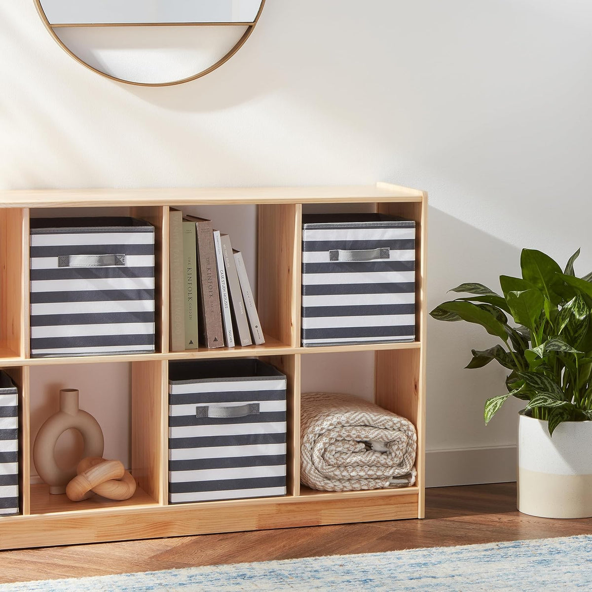 Amazon Basics Cube Organizer Storage Bins Handles, Collapsible Fabric, Pack of 6, 13"x13"x13"