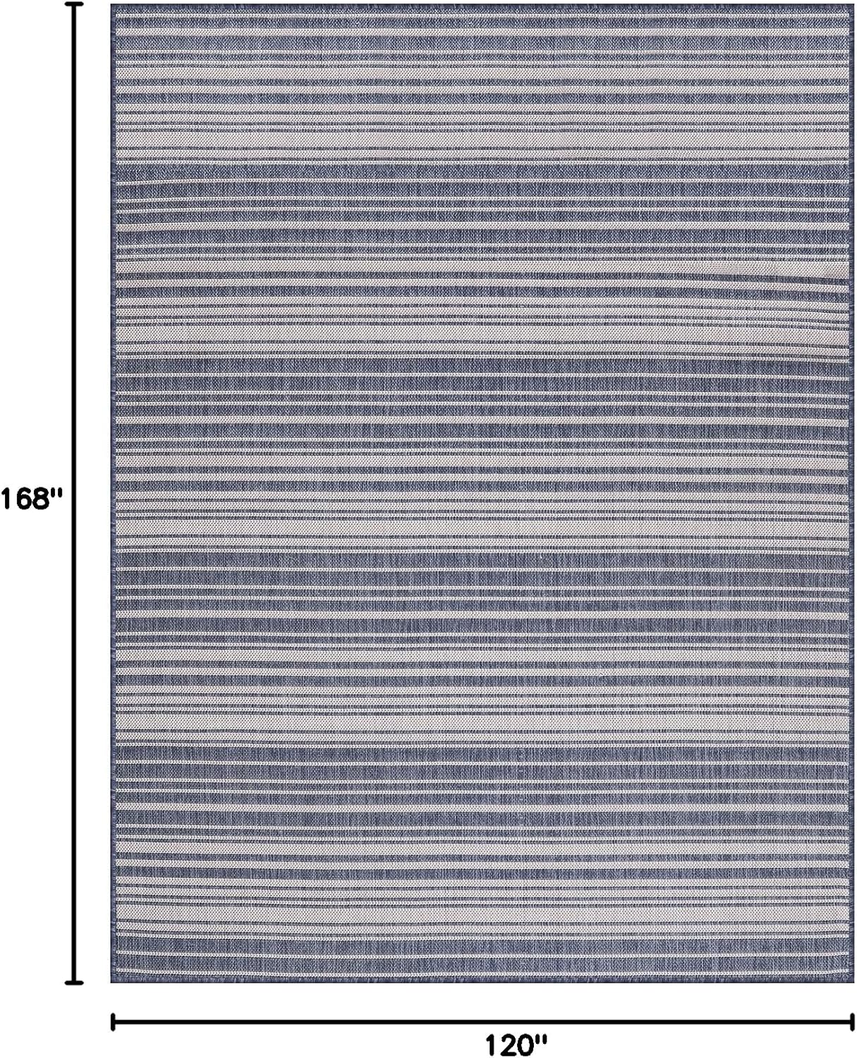 Stripe Outdoor Rug 10x14 Washable Outside Carpet for Indoor Patio Porch Waterproof Easy Cleaning