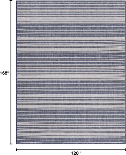 Stripe Outdoor Rug 10x14 Washable Outside Carpet for Indoor Patio Porch Waterproof Easy Cleaning