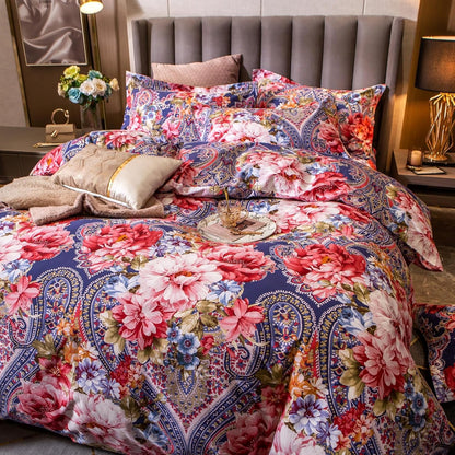 ABREEZE Colorful Floral Duvet Cover Queen 100% Cotton Flower Duvet Cover 3 Piece Set 1