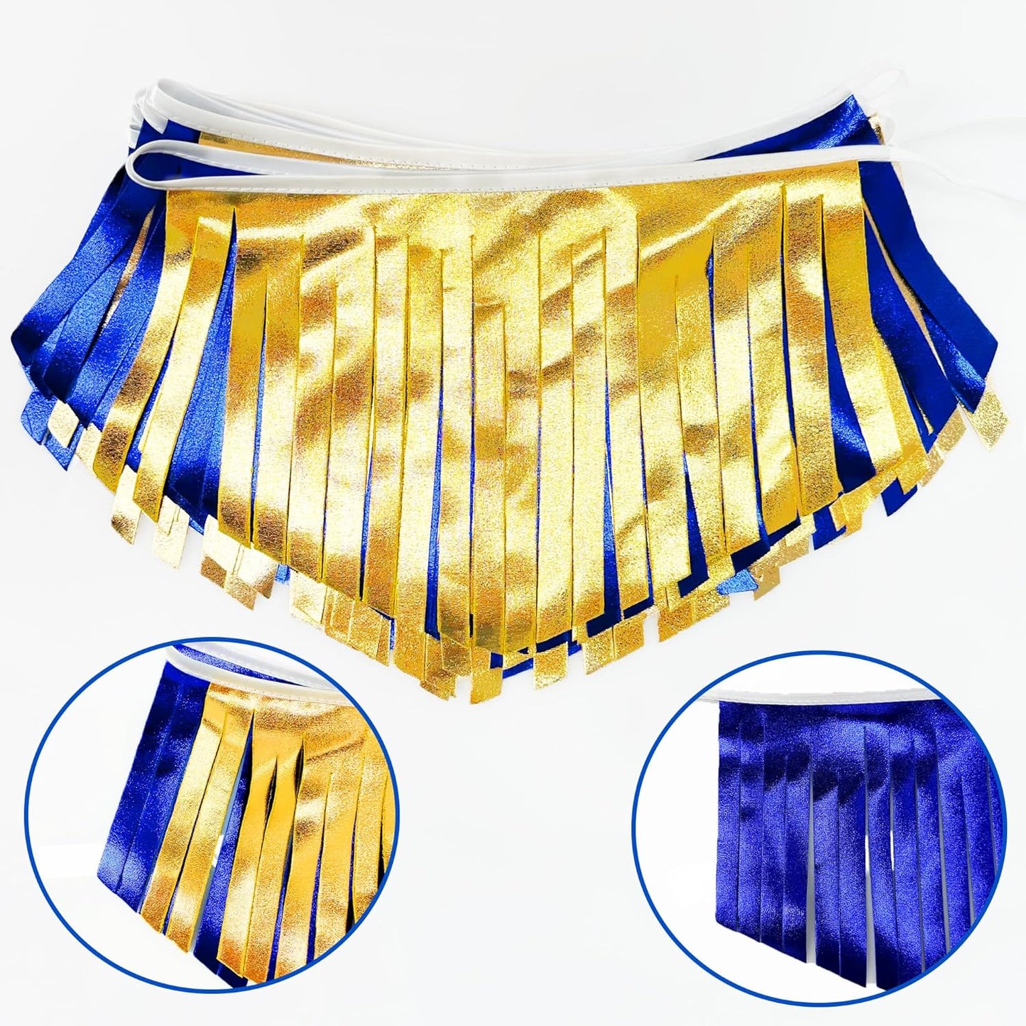 Royal Blue Gold Tassel Banner Metallic Fabric Pennant Bunting Flag for Graduation Retirement