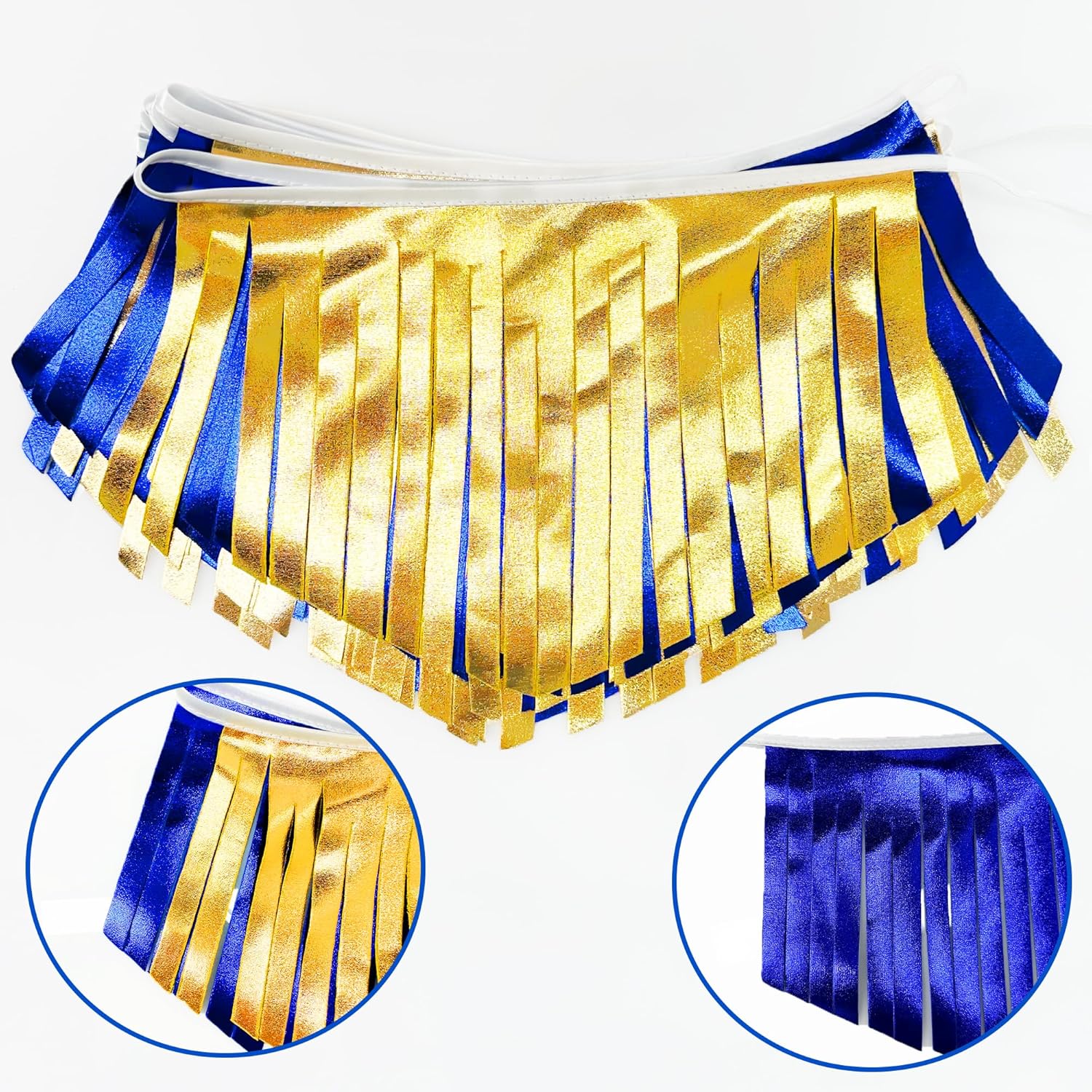 Royal Blue Gold Tassel Banner Metallic Fabric Pennant Bunting Flag for Graduation Retirement