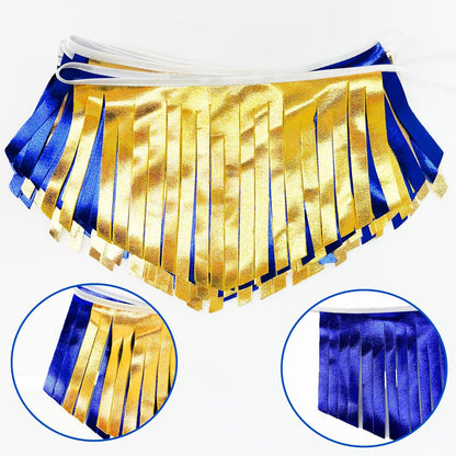 Royal Blue Gold Tassel Banner Metallic Fabric Pennant Bunting Flag for Graduation Retirement