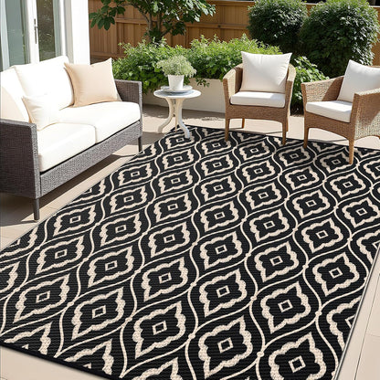 OLANLY Outdoor Rug 6x9 ft Waterproof, Outdoor Plastic Straw Rug with Geometric Pattern Clearance