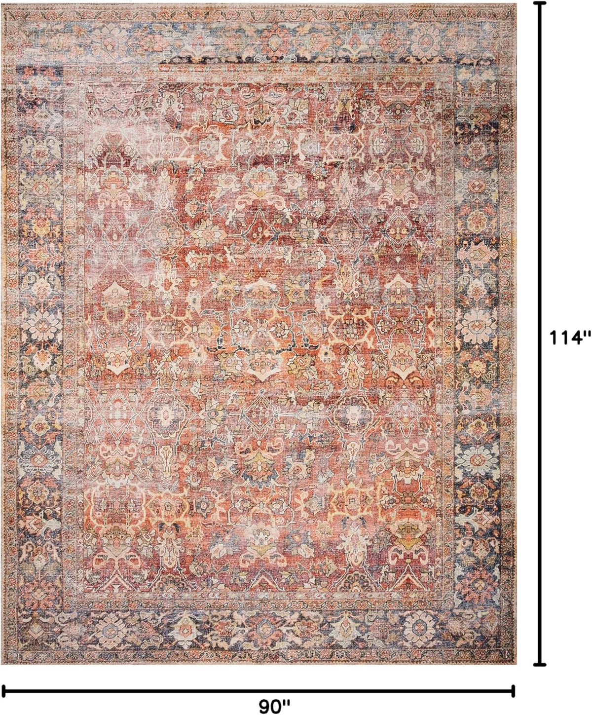 Loloi Layla Collection LAY-02 Spice/Marine 7'-6" x 9'-6" .13" Thick Area Rug, Soft, Durable