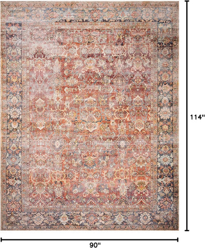 Loloi Layla Collection LAY-02 Spice/Marine 7'-6" x 9'-6" .13" Thick Area Rug, Soft, Durable