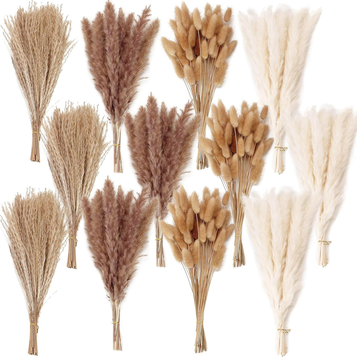 300 PCS Dried Flower Bouquet – Pampas Grass, Floral Decor for Home, Wedding, and Boho Style |
