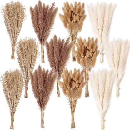 300 PCS Dried Flower Bouquet – Pampas Grass, Floral Decor for Home, Wedding, and Boho Style |