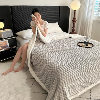 UKELER Sherpa Throw Blanket 60 × 80 inch, 470 GSM Striped Sherpa Fleece Blanket for All Season