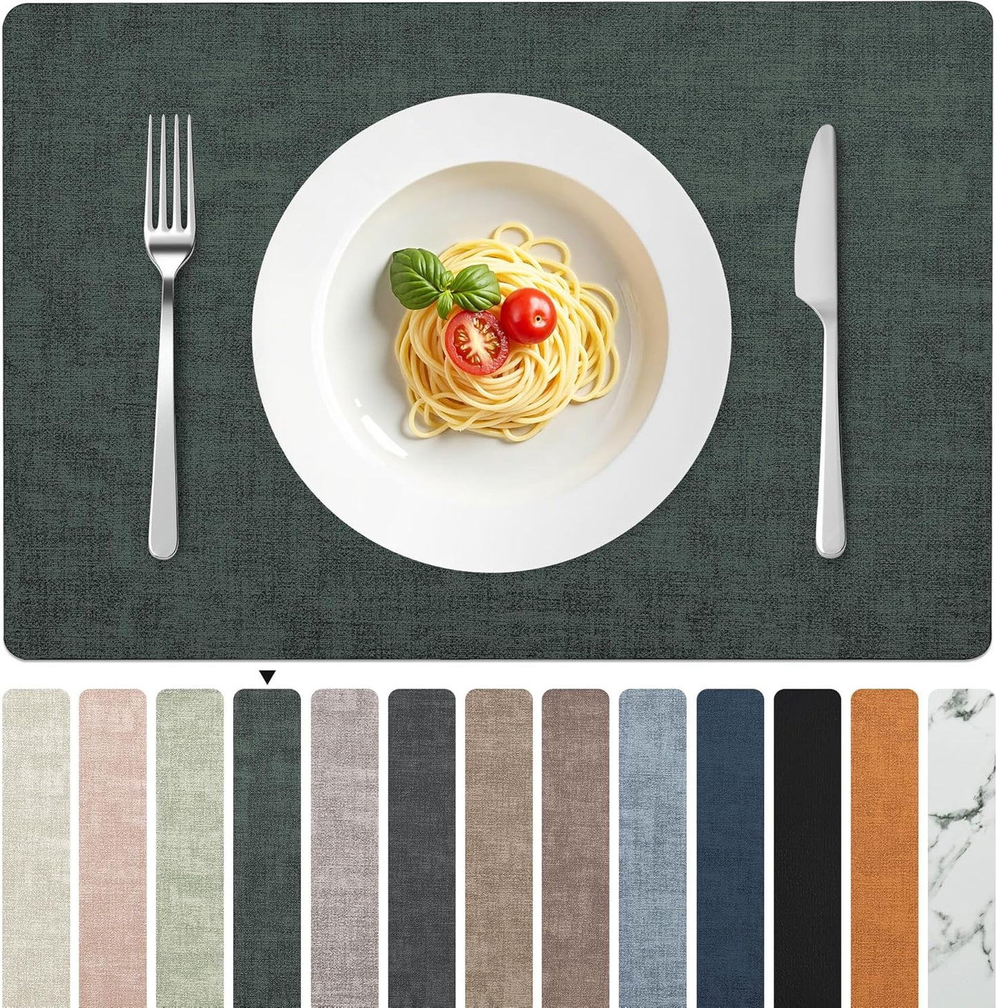 FROMHEART Faux Leather Placemats Set of 6–Waterproof,Heat/Oil Stain-Resistant PU Table