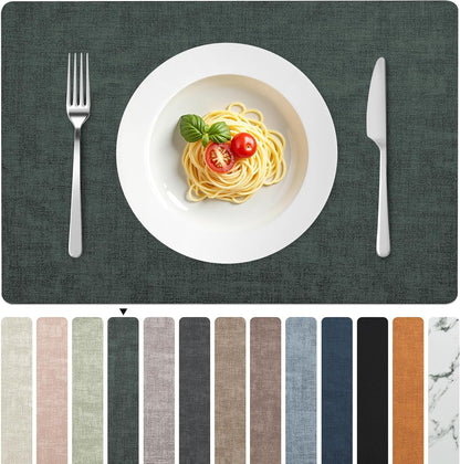 FROMHEART Faux Leather Placemats Set of 6–Waterproof,Heat/Oil Stain-Resistant PU Table