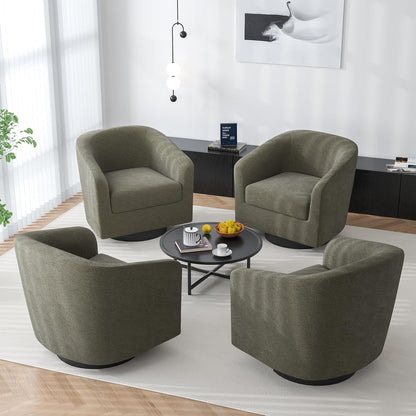 Swivel Barrel Accent Chair, Modern Round Chenille Fabric Arm Chair for Living Room, Bedroom, Comfy