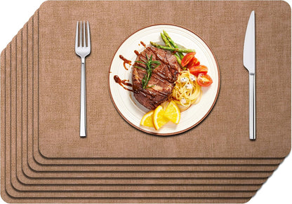 Maxpearl 8-Piece PU Leather Placemats – Durable, Heat Resistant & Wipeable Table Mats, Non-Slip and