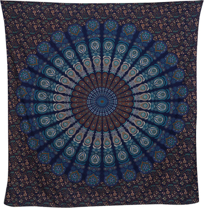 Bless International Handmade Indian hippie Bohemian Psychedelic Peacock Mandala Wall hanging