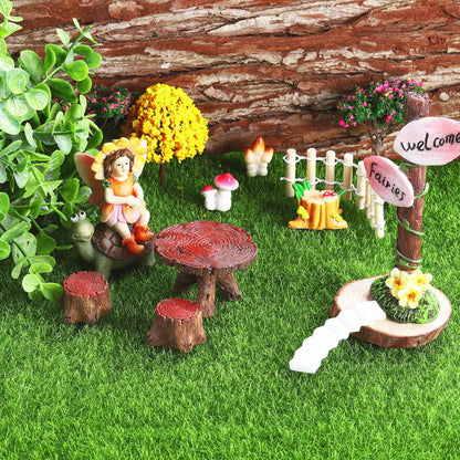 Elcoho 18 Pieces Fake Grass for Crafts Fairy Garden 6 x 6 Inches Artificial Garden Grass for