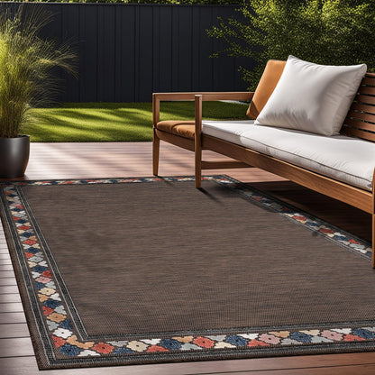 Beverly Rug Outdoor Rug 9x12 Modern Bordered Large Area Rugs for Indoor and Outdoor Patio Easy to