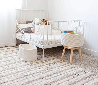 OrganiHaus Set of 3 Woven Storage Baskets for Organizing, Cotton Rope Organizer Bins for Shelves