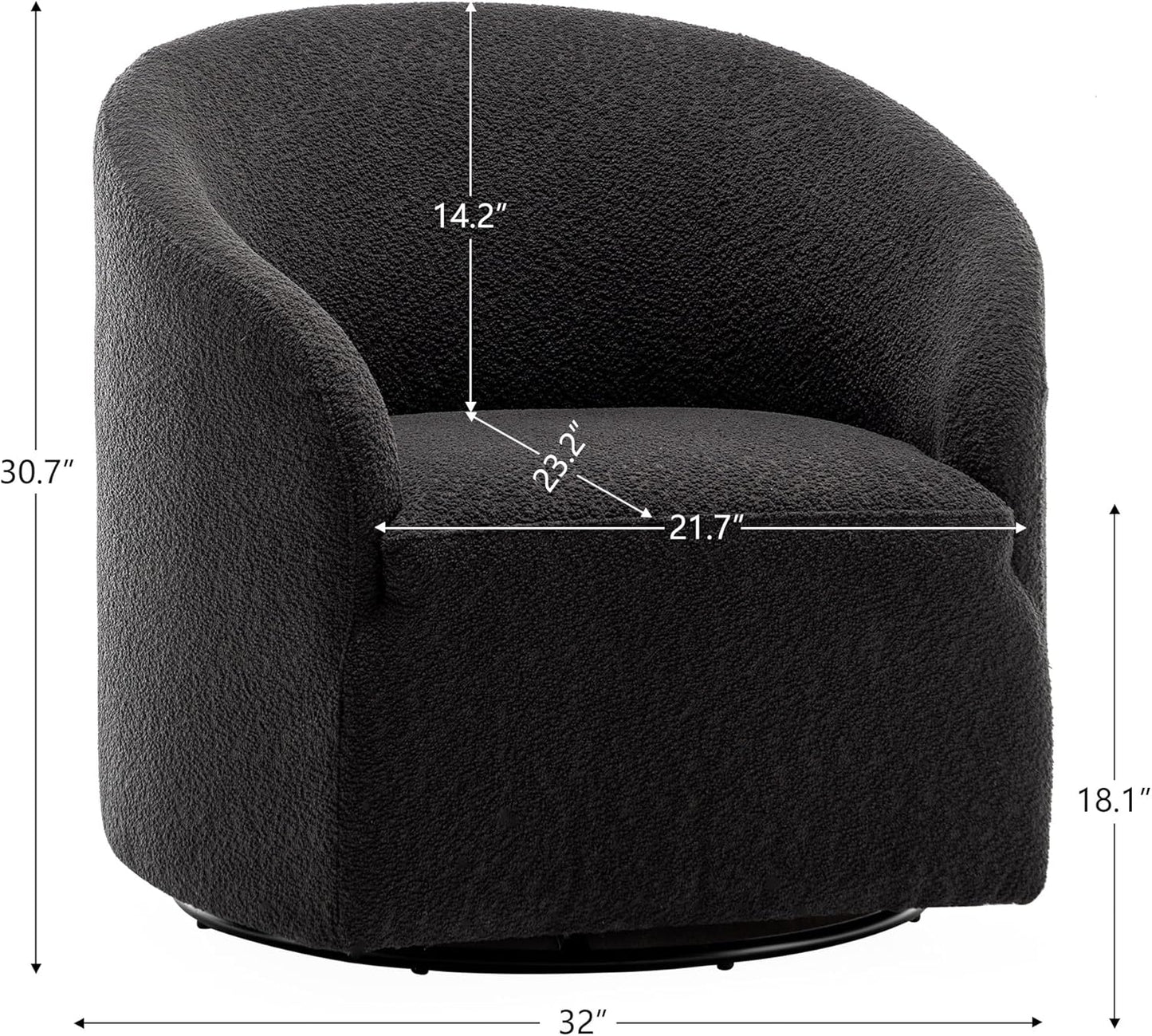 KINWELL 32" Wide Modern Boucle Swivel Barrel Chairs Set of 2, No Assembly Round Upholstered Swivel