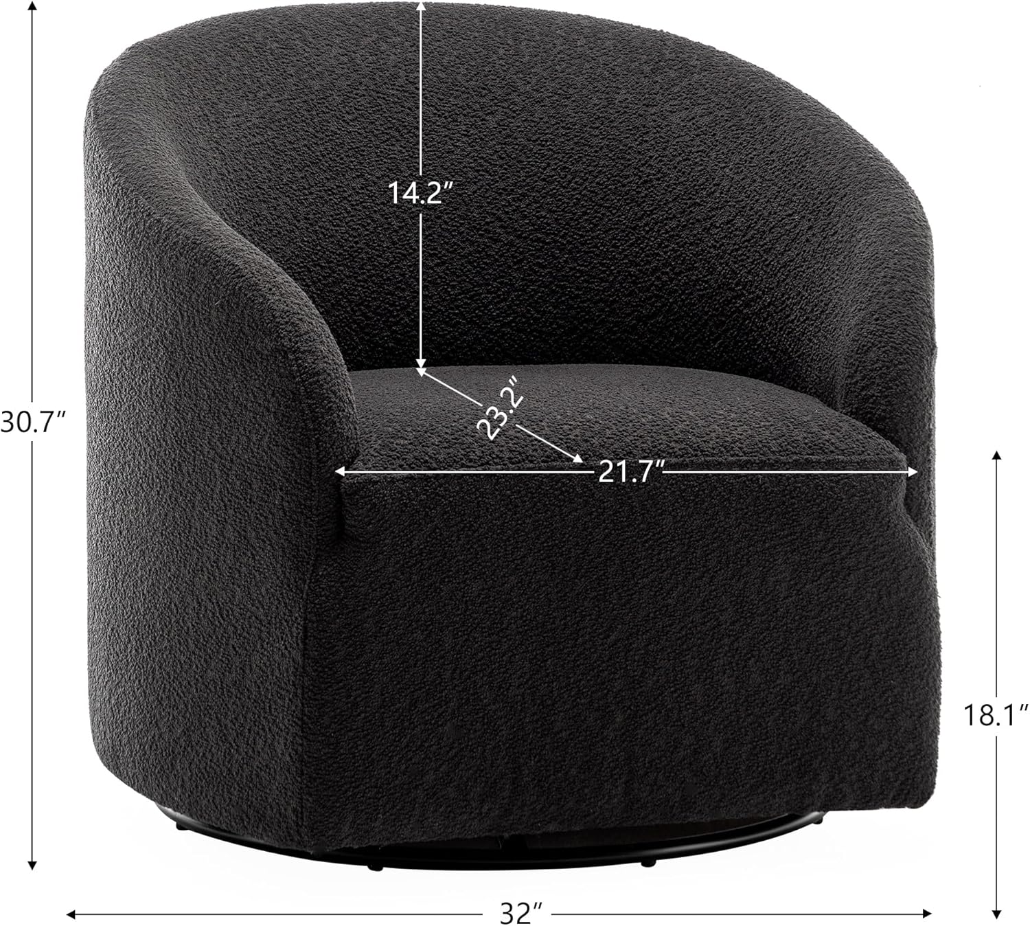 KINWELL 32" Wide Modern Boucle Swivel Barrel Chairs Set of 2, No Assembly Round Upholstered Swivel