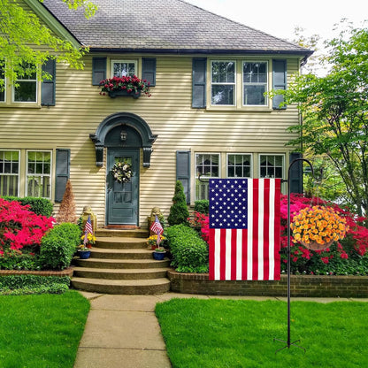 TOPFLAGS Garden Flag Stand with American Flag Garden Flag Metal Yard Flag Holder Pole Stake Small