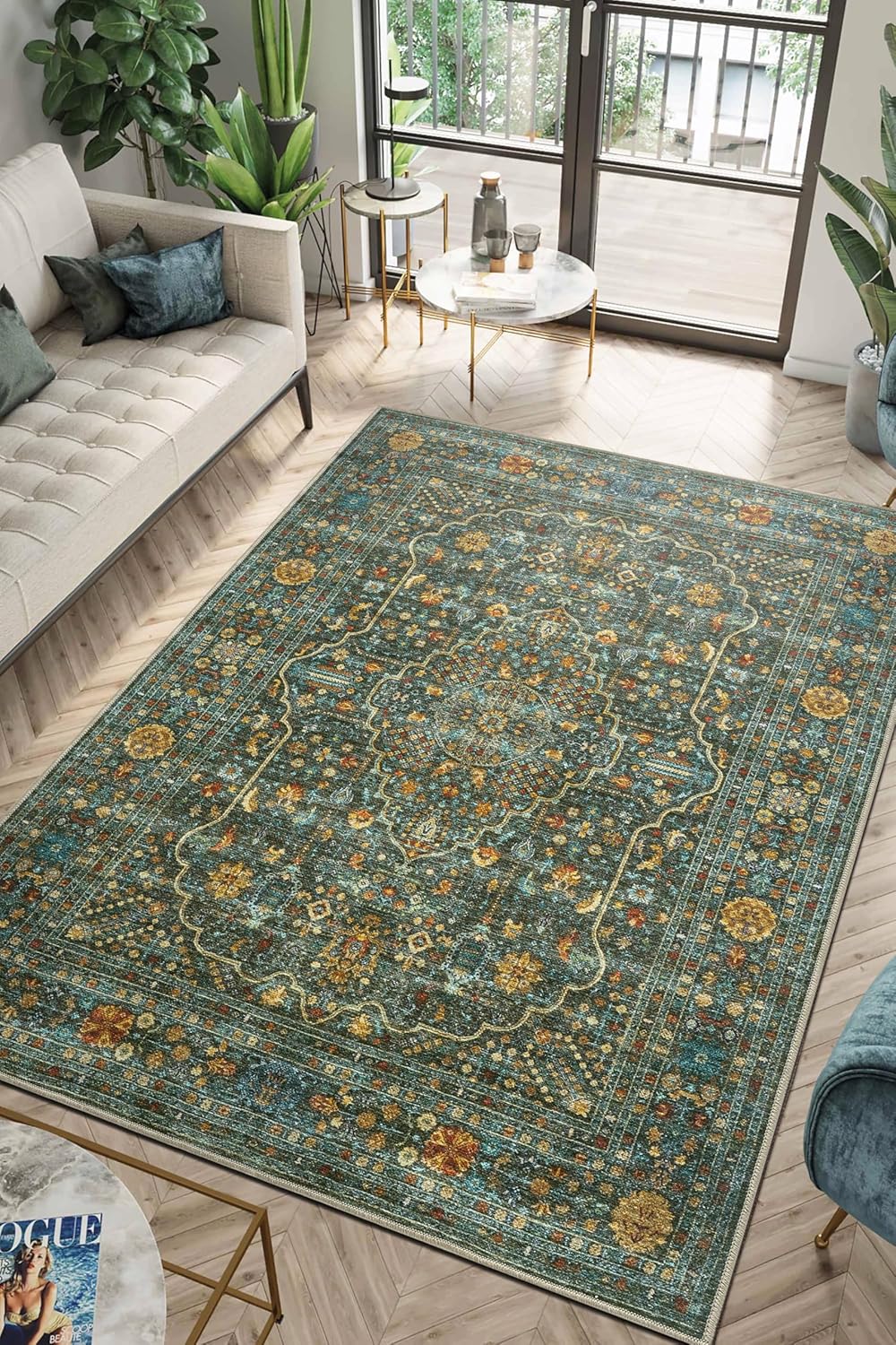 Keen Home Design 6x9 Rug - Machine Washable Area Rug with Non-Slip Backing, Ideal for Living Room