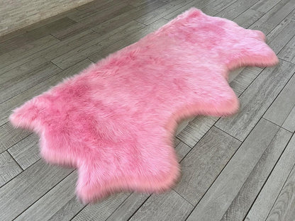 LAMBZY Faux Sheepskin Super Soft Hypoallergenic Free Shape Silky Shag Rug, Luxury Shaggy Plush