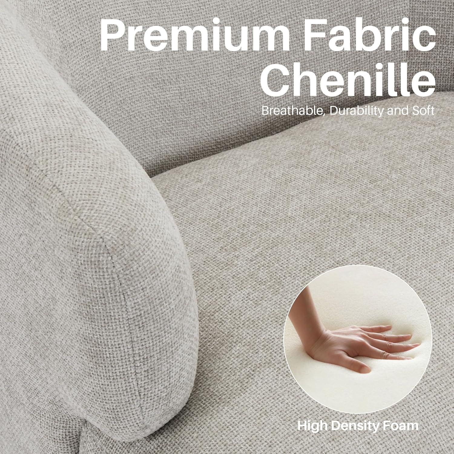 Swivel Accent Chair, Chenille Barrel Chair for Living Room, Cozy Round Boucle Arm Chair, Metal Base