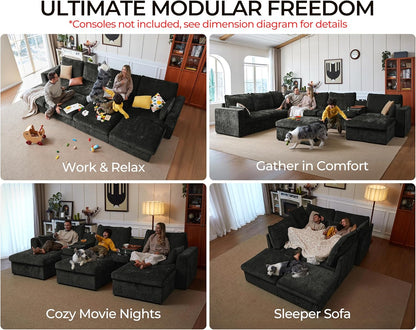 Oversized Modular Sofa Comfy Cloud Couch with Storage, Extra Deep Plush Sectional Sofa Set for