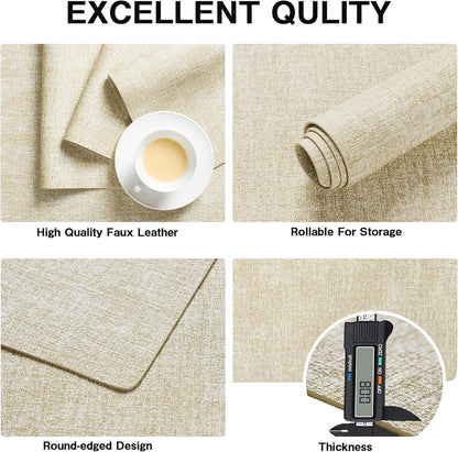 Chrysameld Vinyl Placemats Set of 4 - Faux Leather 100% Waterproof Oil-Proof Wipeable PU Place