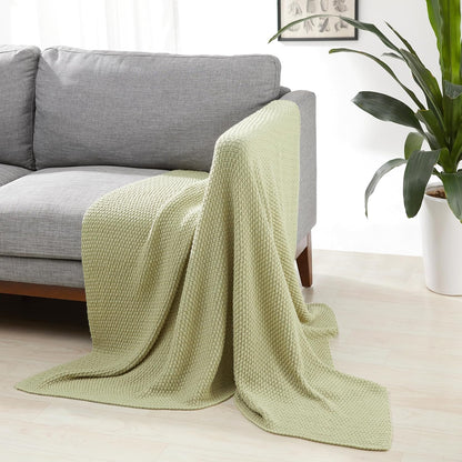 Amazon Basics Chunky Cable Knit Throw Blanket for Couch, Sofa, Bed, Lightweight Soft Cozy, Sage