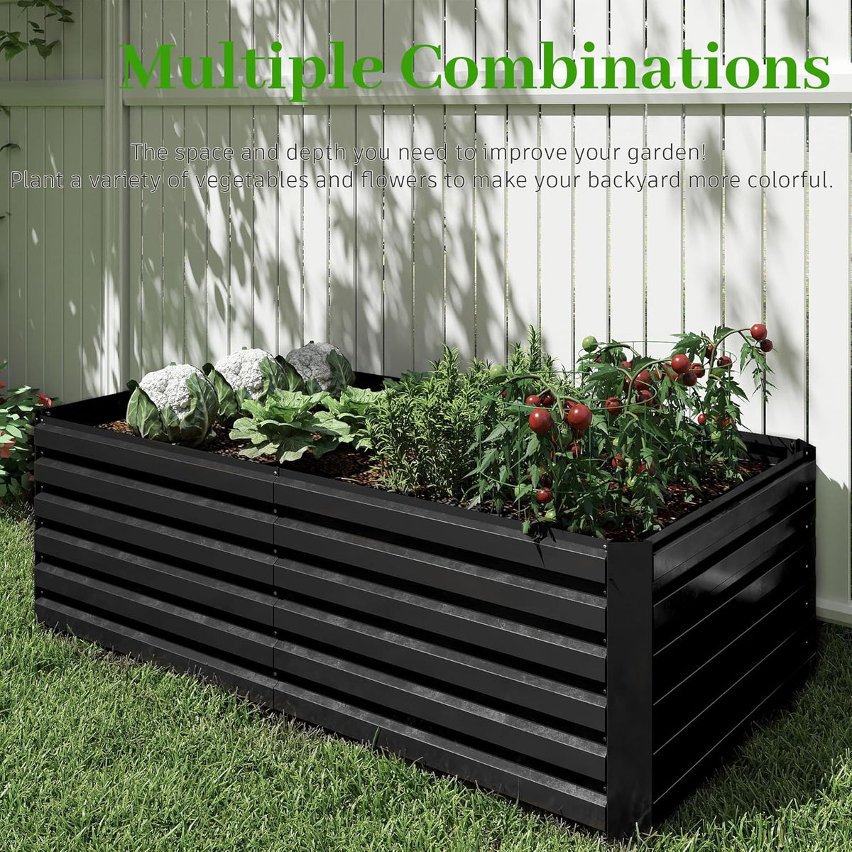 8x4x2 ft Raised Garden Bed, Large Metal Planter Raised Beds, Planters for Outdoor Plants for
