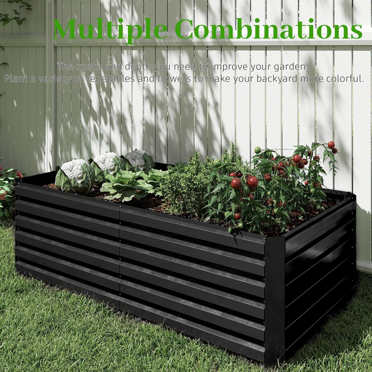 8x4x2 ft Outdoor Raised Garden Bed, Large Metal Planter Raised Beds, Planters for Outdoor Plants