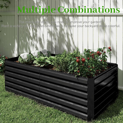 8x4x2 ft Outdoor Raised Garden Bed, Large Metal Planter Raised Beds, Planters for Outdoor Plants