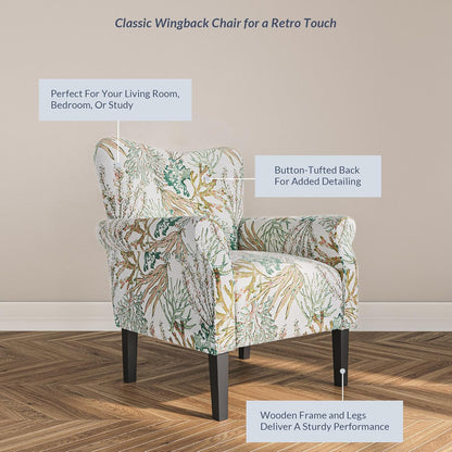 BELLEZE Modern Accent Chair for Living Room, High Back Linen Armchair with Wooden Legs, Upholstered