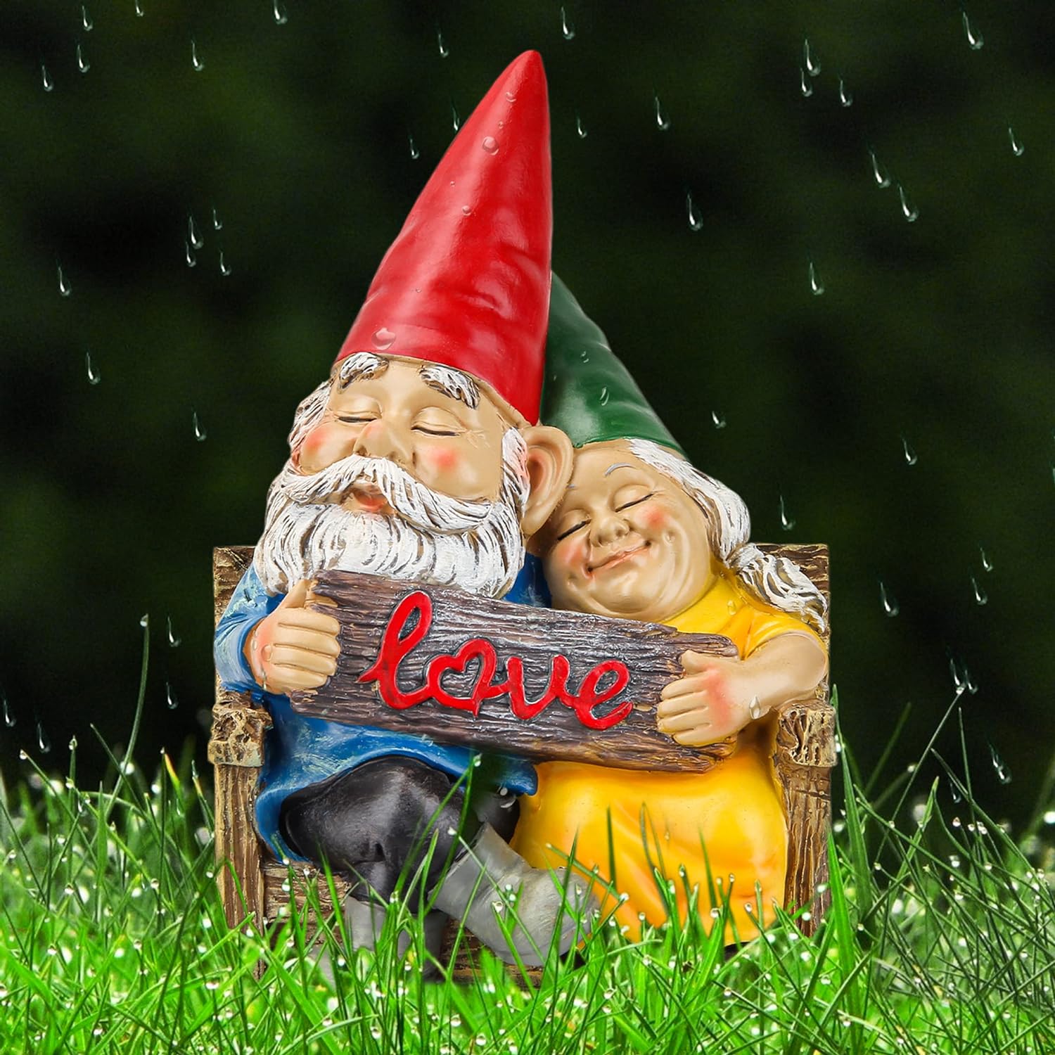 Garden gnome statue for outdoor decor,Couple in love gnomes figurine for patio lawn yard garden