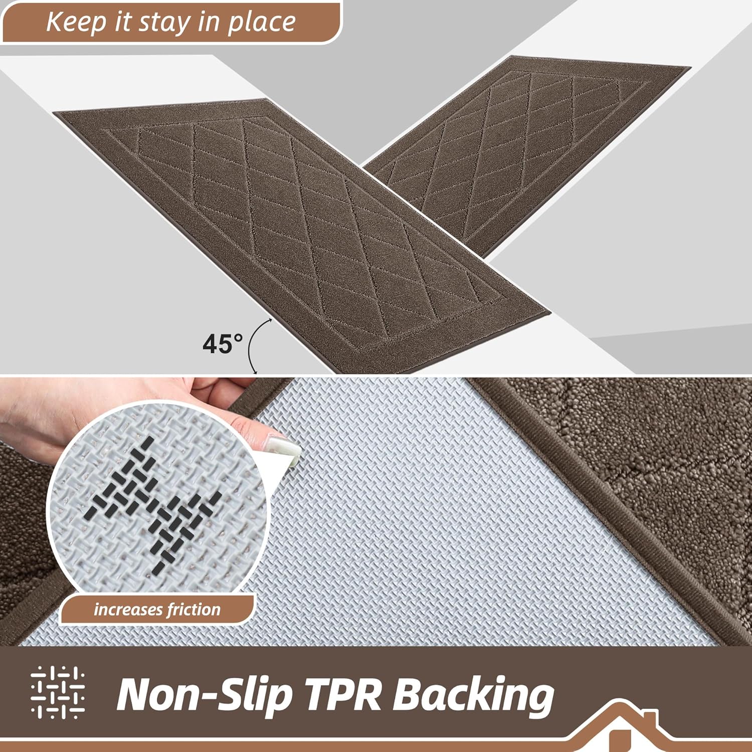 BEQHAUSE Dirt Trapper Door Mat 24" x 36", Doormat Non-Slip Entryway Rugs Washable, Dog Door Mat