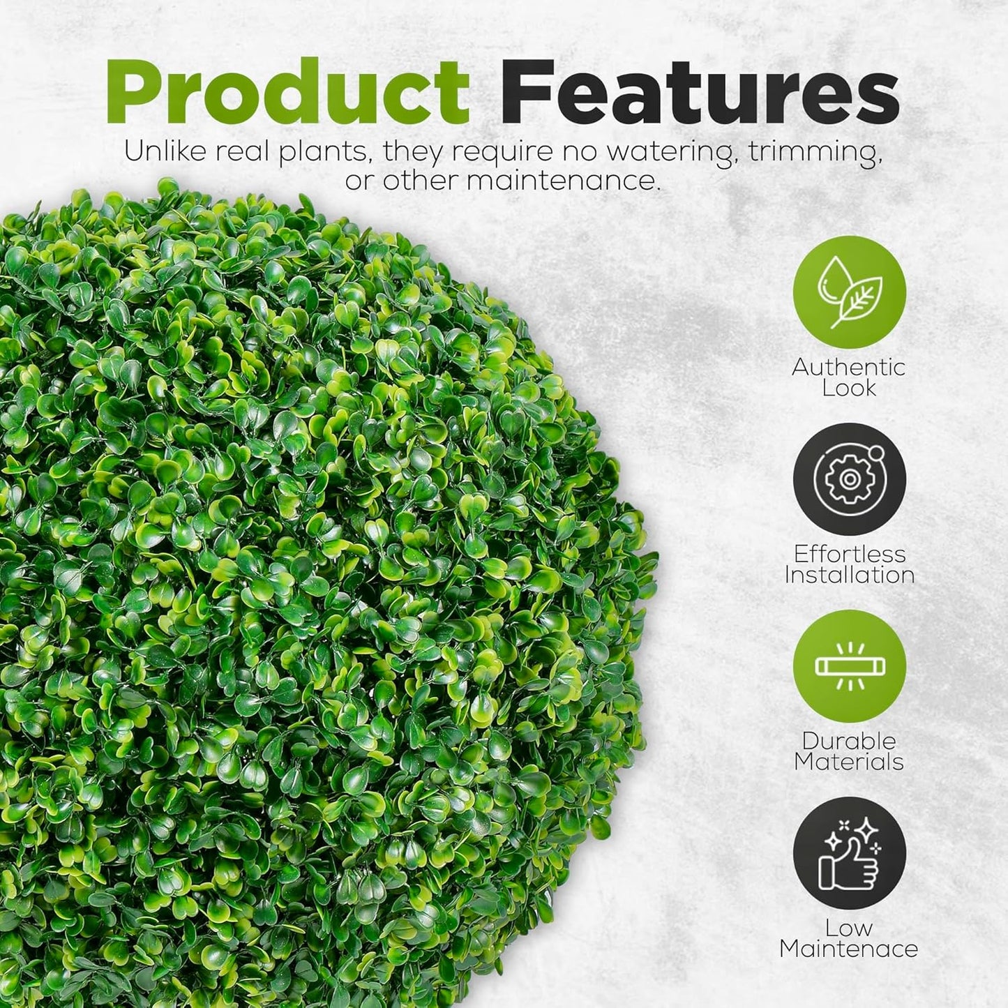 DRAY Premium 16.14" Faux Boxwood Balls – Set of 2 Artificial Topiary Spheres for Outdoor & Indoor