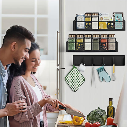 3 Pack Moveable No Drilling Heavy Magnet Spice Rack for Refrigerator Organizers and Storage,Space