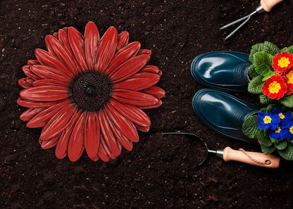 NAT & Jules Gerbera Daisy Flower Shaped Dimensional Indoor Outdoor 12 inch Cast Resin Decorative