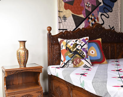 Kandinsky Abstract Pillow Cover - White Modern Throw Pillowcase Cream Chair Cushion Contemporary